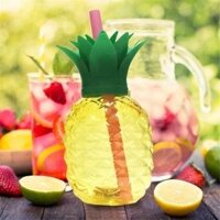 Pvn30319 bình nước nhựa hình quả dâu tây và trái dứa kèm ống hút\siêu xinh 500ml