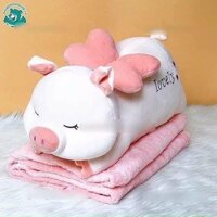 Pvn31659 bộ chăn gối văn phòng 2 trong 1 siêu tiện ích hình chú heo