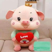 Pvn31681 bộ chăn gối văn phòng 2 trong 1 siêu tiện ích hình heo đội vương miện