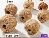 Pvn40472 cuộn 100m len dây thừng/dây gai/dây bố/ dây đay trang trí hanmade size 3mm