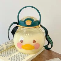 Pvn44241 bình nước nhựa hình gấu chống rơi có ống hút dễ thương