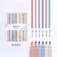 Pvn47028 set 6 bút highlight vuông pastel 2 đầu