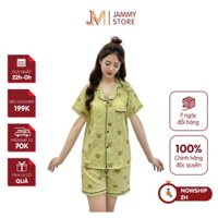Pyjama Cộc Đùi Nữ Jammy Set Đồ Bộ Mặc Nhà Nữ Họa Tiết Hình Chất Liệu Đũi Xốp M3