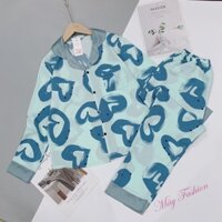 Pyjama lụa mango xanh trái tim