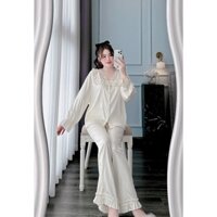 PYJAMA NỮ LATIN LỤA MỊN REN TAY DÀI - đồ bộ mặc nhà