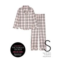 (Pyjama S) - Bộ đồ ngủ dài hồng nhạt phối caro (28) cực xinh, vải Cotton Plannel mềm mịn, Caro Plaid - Victoria's Secret
