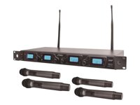 PYLE 4 Channel Wireless Microphone System - Portable UHF Receiver, Dual Detachable Antenna, Power Adapter - For Karaoke, PA, DJ Party (PDWM4360U)
