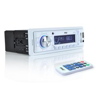 Pyle Stereo Marine Headunit Receiver - 12v Single DIN Style Digital Boat In dash Radio System w/ MP3 USB SD, AUX, RCA, AM FM Radio, Weatherband - R...