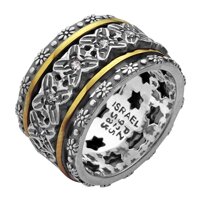 PZ 925 Sterling Silver and 14K Yellow Gold Crystal Spinner Ring