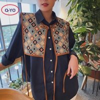 Q-yo Nữ Thêu Vai Khăn Choàng Quấn Hoa Áo Sơ Mi Giả Cổ Trang Trí Mới