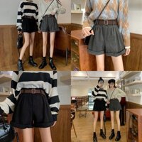 [Q009] Quần short nhung kèm dây lưng thời trang
