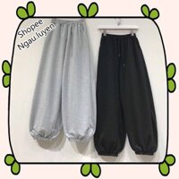 Q014 Quần jogger nam nữ xám đen hiphop Ulzzang, quần dài nỉ cạp chun thể thao mặc nhà, đi chơi ống rộng bo unisex giá rẻ