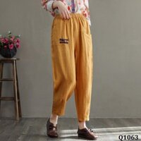 Q1063 - ENDA KISUHI Quần Linen Retro Lưng Cao Bút Chì