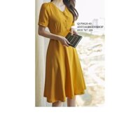Q150620  ĐẦM LỤA XÒE MÀU VÀNG