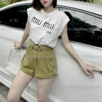 Q217 - QUẦN SOOC JEANS NÂU RÊU GẤP GẤU CẠP CHUN