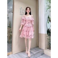Q306 Đầm Váy Nữ Thiết Kế Bèo Trễ Vai Xinh Xắn Dễ Thương Cho Các Nàng Đi Chơi, Đi Biển, Đi Du Lịch (eo 74cm đổ lại)