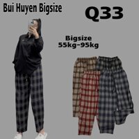 Q33-Quần Baggy Suông Kẻ Chất Umi Nỉ BIGSIZE 55-95KG