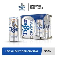Q8 Hỏa tốc Lốc 6 lon bia Tiger Crystal 330ml/lon