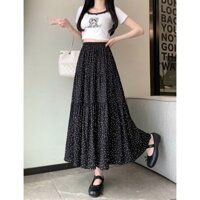Q&A Fashion Chân Váy Dài Chấm Bi Dáng Xoè Siêu Xinh Dễ Phối Đồ Thời Trang