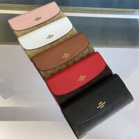 QBS6 COACH 2023 wallet women's long hand envelope flip thin genuine leather wallet women's wallet