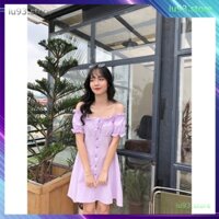 (QC L1) ĐẦM TRỄ VAI CHẤT ĐŨI TAY BỒNG NGẮN - VÁY BABYDOLL CỔ BÈO CÚC CÀI 4 MÀU - iu93.store