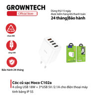 [QC3.0 18W] Cóc củ sạc Hoco C102a 4 cổng USB 18W + 3*USB 5V /2.1A cho điện thoại máy tính bảng IP SS