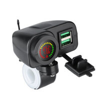 QC3.0 Motorcycle Dual USB Charger Fast Charging Voltmeter Thermometer Digital Display 36W Mobile Phone Charger Socket
