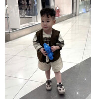 [QCCC- Shubim Kids]- ST47 - Bộ quần áo gile  +áo thun dài tay kẻ ngang+ quần vải thô mềm mát mịn Hàn Quốc