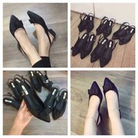 QCCG15 Cao gót sandal nơ mũi nhọn hở gót 3p