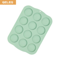 Qeleg Khuôn Silicone bánh tròn 12 lỗ khuôn bánh mì kẹp thịt khuôn bánh quy Mousse sô cô la bánh quy khuôn kẹo sô cô la chống dính khuôn Madeleine chống dính dụng cụ làm bánh nhà bếp