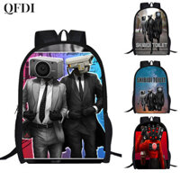 Qfdi 16 Inch Skibidi Toilet Schoolbag Học sinh tiểu học Ba lô hoạt hình
