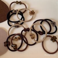 Qiangweijia Dây buộc tóc in họa tiết da rùa, họa tiết báo, nơ trái tim, gấu trang trí, dây buộc tóc đuôi ngựa hàng ngày