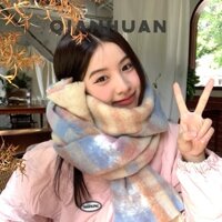 QIANHUAN Khăn len quàng cổ trơn nam nữ dày dặn ấm áp mềm mịn và không xù lông WSP23B00O5 51Z231220