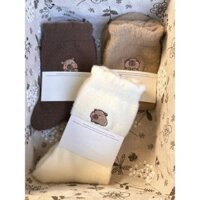 Qianqian QQ Online Seckill Tất Dày Nữ Giữa Ống Tất Mùa Đông Lông Cừu Lót Dày Capybara Capybara Jacquard Hai Mặt Lông Cừu Tầng Tất Hoạt Hình