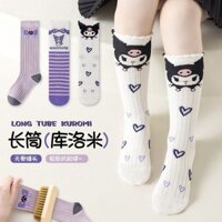 Qianqian QQ Tik Tok Spike Tất Trẻ Em Hoạt Hình Kuromi Vớ Xuân Hè Lưới Mỏng Gothic Bé Gái Giữa Chân Tất Cotton Bán Chạy