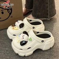 QiaoYiLuo Dép đi trong nhà áo khoác ngoài của phụ nữ Dép Lê Nữ đế dày với một Dép xăng đan có buộc nơ áo khoác ngoài của phụ nữ Dép đế xuồng phụ nữ dép nữ bánh mì
