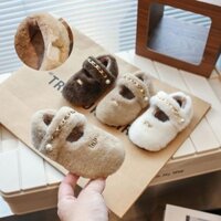 Qiaoyiluo.giày Trẻ Em, Mùa Thu Đông Mới Lót Lông Cừu Đệm Ấm Giữ Da Lộn Giày Cao Su