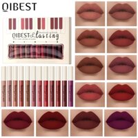 Qibest 12 Chiếc Matte Lipstick Chống Thấm Nước Lâu Dài Chống Dính Cup Lip Glaze Lip gloss Set