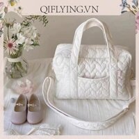 [Qiflying.vn] Túi đeo vai nữ Túi du lịch chần bông Nylon Túi ngủ qua đêm để du lịch