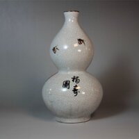 Qing Qianlong đồ trang trí gốm sứ màu pastel chai bầu Jingdezhen đồ trang trí gốm cổ col