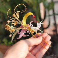 Qingqiu chín đuôi cáo Quấn Hoa Osmanthus hoa mùa thu mặt trăng kẹp tóc phụ kiện Hán phục cổ điển