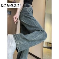 QINGXI quần ống rộng quần nữ jean Cute hàn quốc Korean Fashion WNK23A0UUF 43Z231025