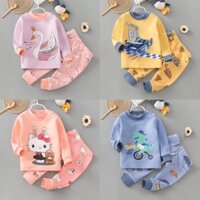(QiQi BG 27-40kg) Bộ quần áo trẻ em - Bộ nỉ lót lông nhung quảng châu xuất Hàn cao cấp cho bé gái và bé trai 6-10 tuổi