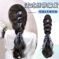 Qiu [Bộ sưu tập người 9252] Tóc giả Bím tóc giả Retro Hạt điều Hoa Băng đô bện Tóc Bím xoắn Tự nhiên Kết nối liền mạch Kẹp đuôi ngựa