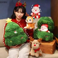 Qiuwu Hoạt Hình Gối Búp Bê Hươu Búp Bê Đồ Chơi Sang Trọng Đồ Trang Trí Ông Già Noel Búp Bê Bạn Gái Quà Tặng Ngày Lễ.