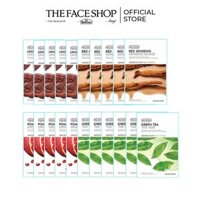 QM17 Combo Mặt Nạ Real Nature TheFaceShop (Lingzhi- Red Ginseng- Pomegranate-Green Tea)20G X 21Pcs dlt