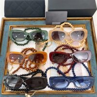 Qmx8 [Ready & Stock] Chane *** Personality European and American Ins Xiaohongshu Same Style Sun Glasses Women's Fashion Double C Box Chain Sunglasses Ch5488