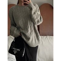 QNYS Ralph Laur ~ small horse logo embroidered round neck pullover wool sweater loose all-match bottoming sweater coat