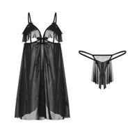 QR784 - Đen/Trắng Đầm Ngủ Nữ 2 Dây Cut-out Phong Cách Gợi Cảm Cosplay sexy gợi cảm Cosplay Sexy Gợi Cảm