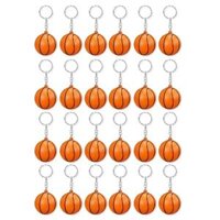 (QSAF) 24 Pack Mini Basketball Stress Ball Keychains, Sports Ball Keychains School Carnival Reward for Kids